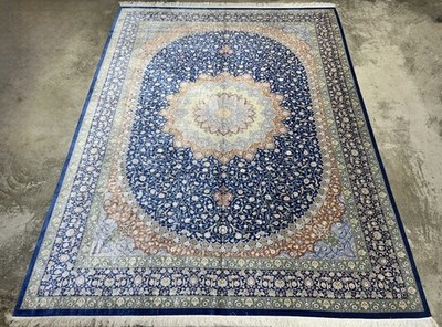 10'1''x13'1'' Hand-Knotted 100% Fine Silk Signed Qume Area Rug - 10x13 Handmade