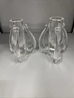 Vintage Steuben Crystal Candlestick Pair 8234 Rare Glass Design By Paul Schulze