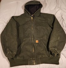 Vintage Carhartt Active Jacket Mens 3XL Tall Hooded J130 MOS Moss Green