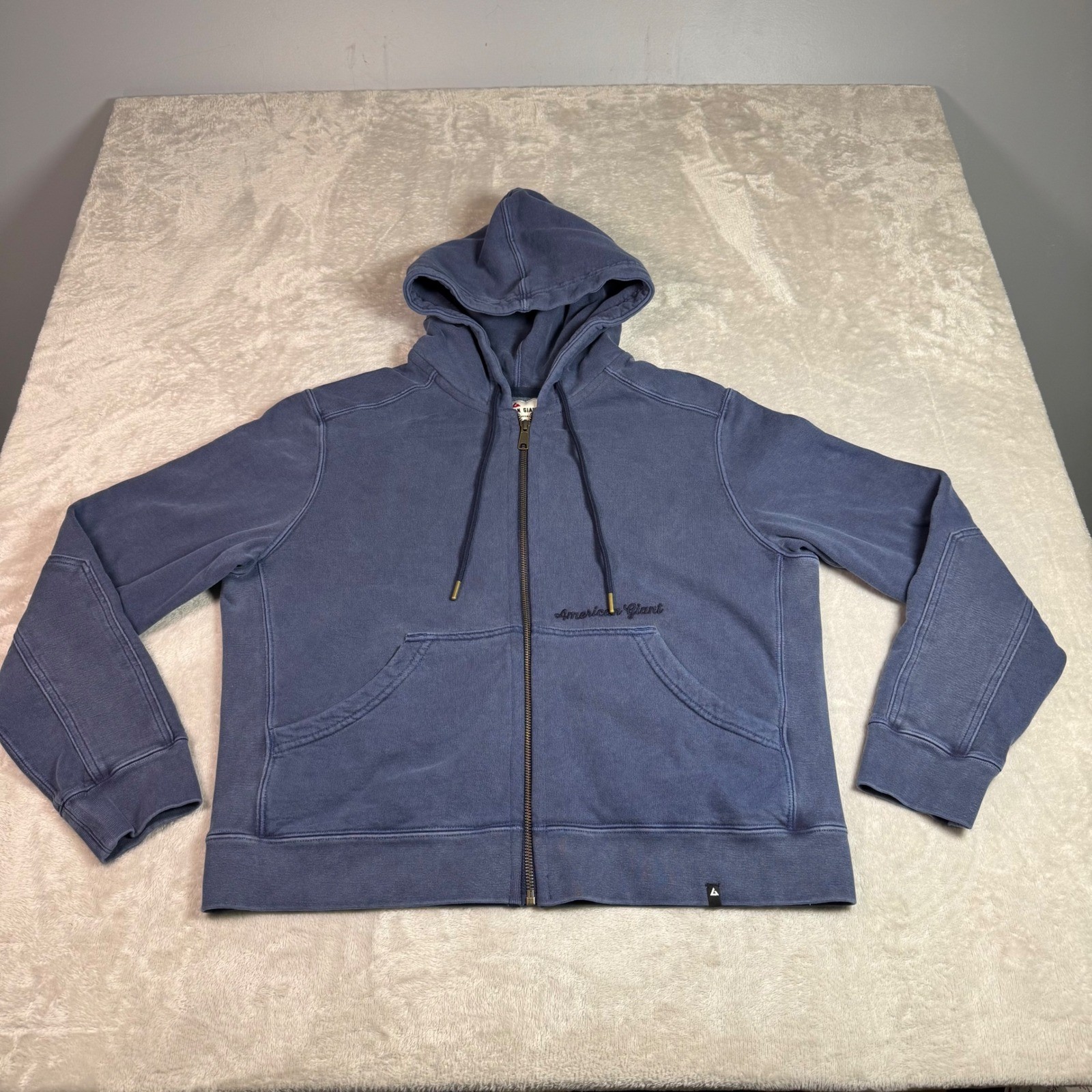 NWOT American Giant Womens Classic Full Zip Hoodie L Washed Blue Heavyweight