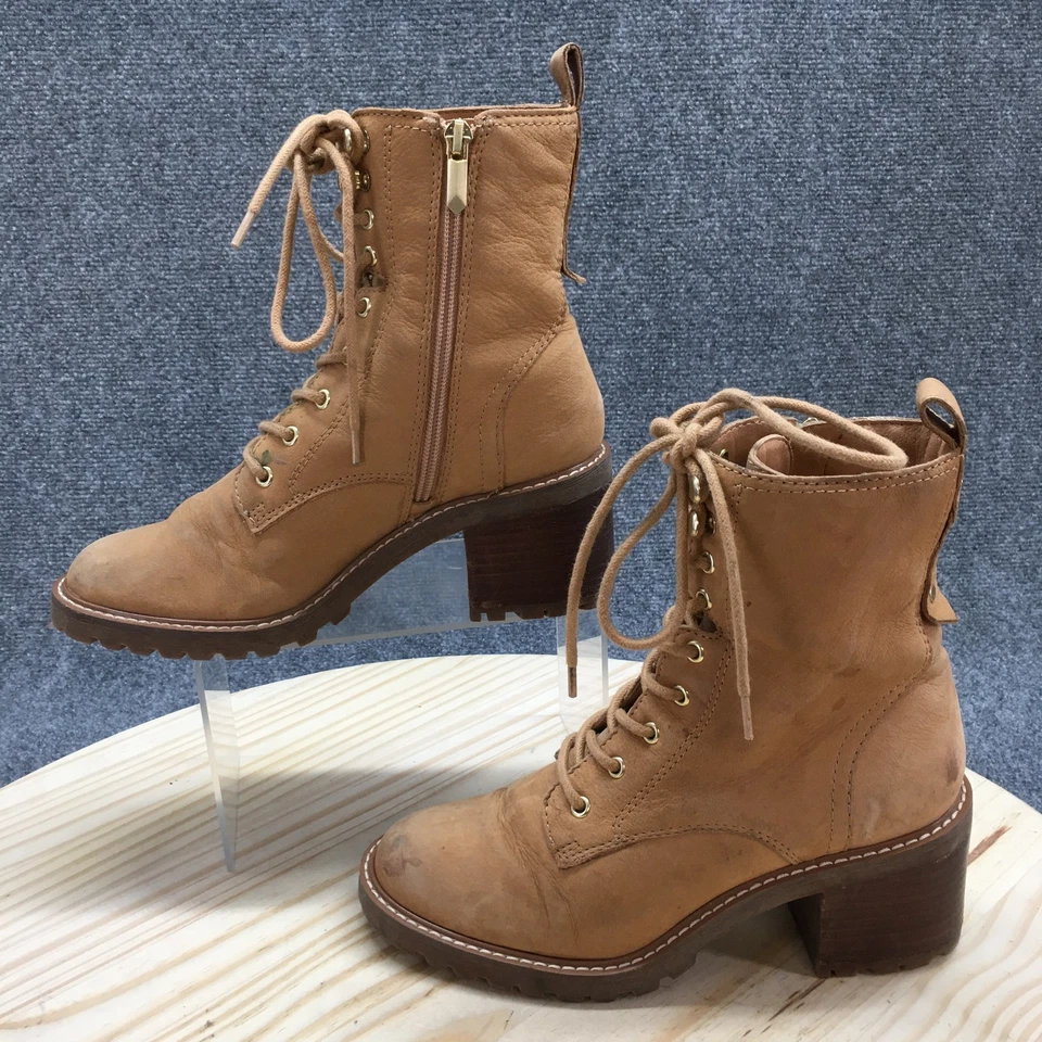 Botas de Combate Crown Vintage para Mujer 7 M Yuliana Marrón Imitación Cuero Tacones con Cordones Foto 2 de 4