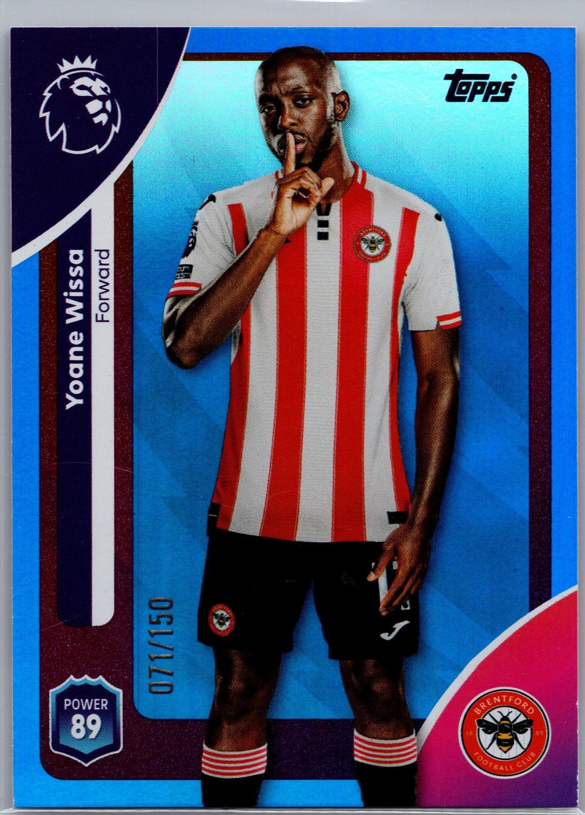 2025-26 Topps Premier League #69 Yoane Wissa Blue Rainbow Foil #/150