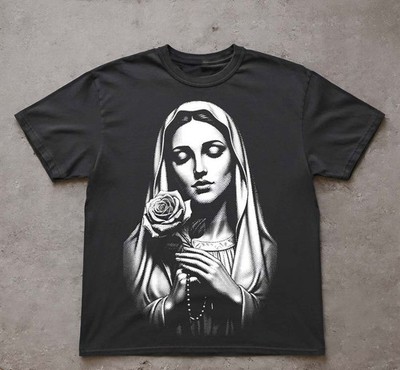 St. Mary Rose Rosary Religious Valentine T-shirt Blessed Mother Mary Tee
