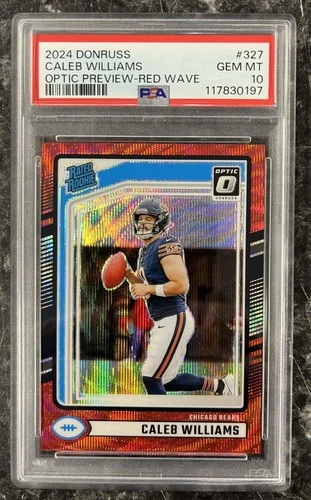 2024 PANINI DONRUSS CALEB WILLIAMS OPTIC RATED ROOKIE PREVIEW RED WAVE PSA 10