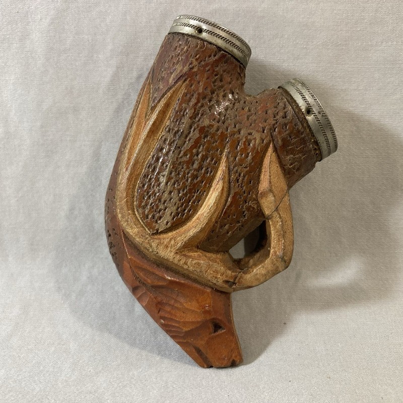 Vintage Tobacco Smoking Pipe Hand Carved Wooden Deer Stag Germany no stem & bowl