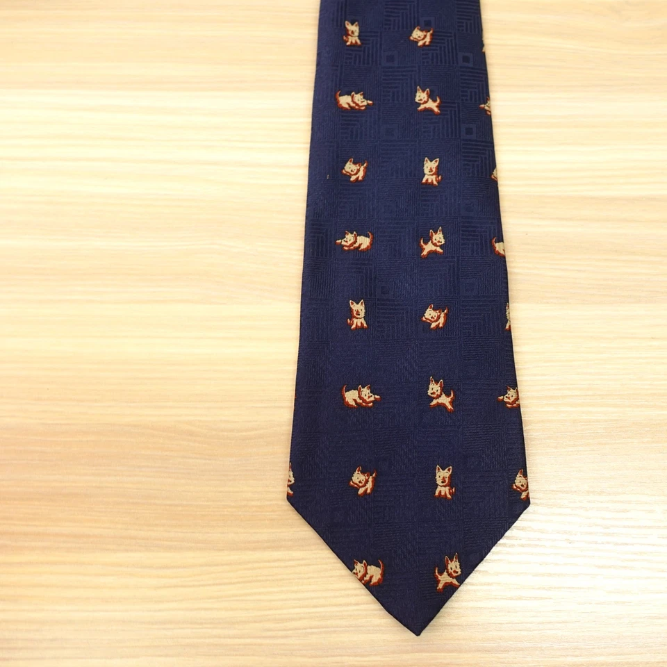 Corbata de seda azul marino para hombre Terrier escocés perro novedad caprichosa FRANCO DE NIRO Foto 2 de 4