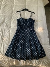 Forever 21 Sleeveless Mini Dress Women's Size (M) Blue Polka-dot (Fully Lined)