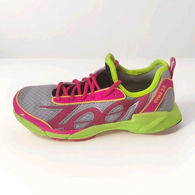 Zoot Ovwa 2.0 Triathalon Running Shoe Sz 10 Pink Yellow Grey Athletic Quicklace