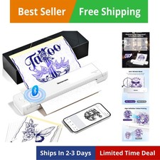 Stampante Stencil per Tatuaggi Aggiornata, Stampante per Tatuaggi Bluetooth con Trasferimento 10pz...