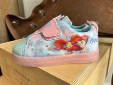 Disney Princess Ariel Girls Sneakers Hook Loop Easy On Shoes Shimmer Shell 10
