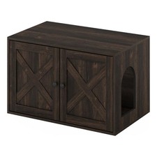 Pemberly Row Modern Farmhouse Cat Litter Box Enclosure in Ebony