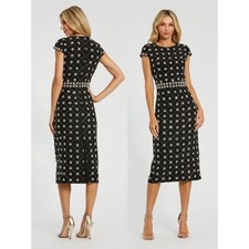 Mac Duggal Black Hand Embellished High Neck Midi Dress $698 - Size 10