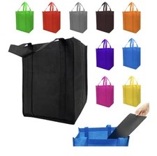 10 Pack Reusable Shopping Bags - 14.9x12.6x9.4in Bulk Tote Bags Multicolor