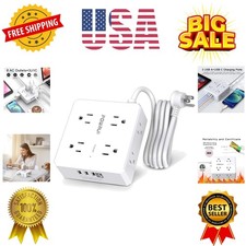 Surge Protector Power Strip - 6 Ft Flat Plug Extension Cord with 8 Widely Out...
