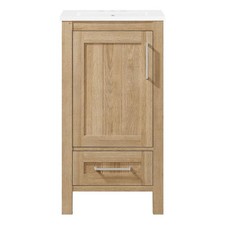 Kansas 18" Bathroom Vanity in White Oak with White Ceramic Vanity Top