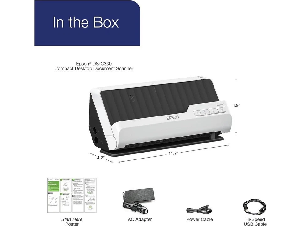 Epson DS-C330 Sheetfed Scanner - 600 dpi Optical - 10-bit Color - 30 ppm (Mono) - Image 2 of 3