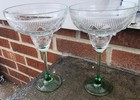 Set of 2 Vintage CRISTAL D'ARQUES-DURAND Green Stem Sombrero Margarita Glasses — photo 1