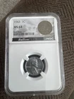 1943 Steel Lincoln Wheat Cent 1C NGC MS64 Grade & M6 Bazooka Rocket Bag Fragment