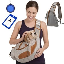 Dog Sling Carrier - Hands-Free Small Dog & Cat Carrier Bag Beige