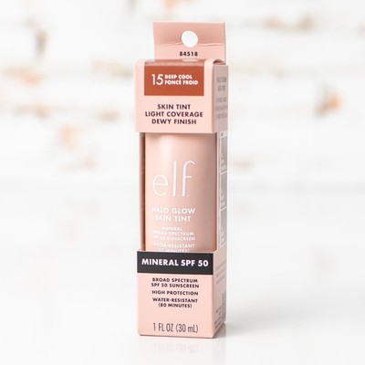 NEW e.l.f. Halo Glow Skin Tint   Shade 15 Deep Cool   Mineral SPF 50 1 fl oz