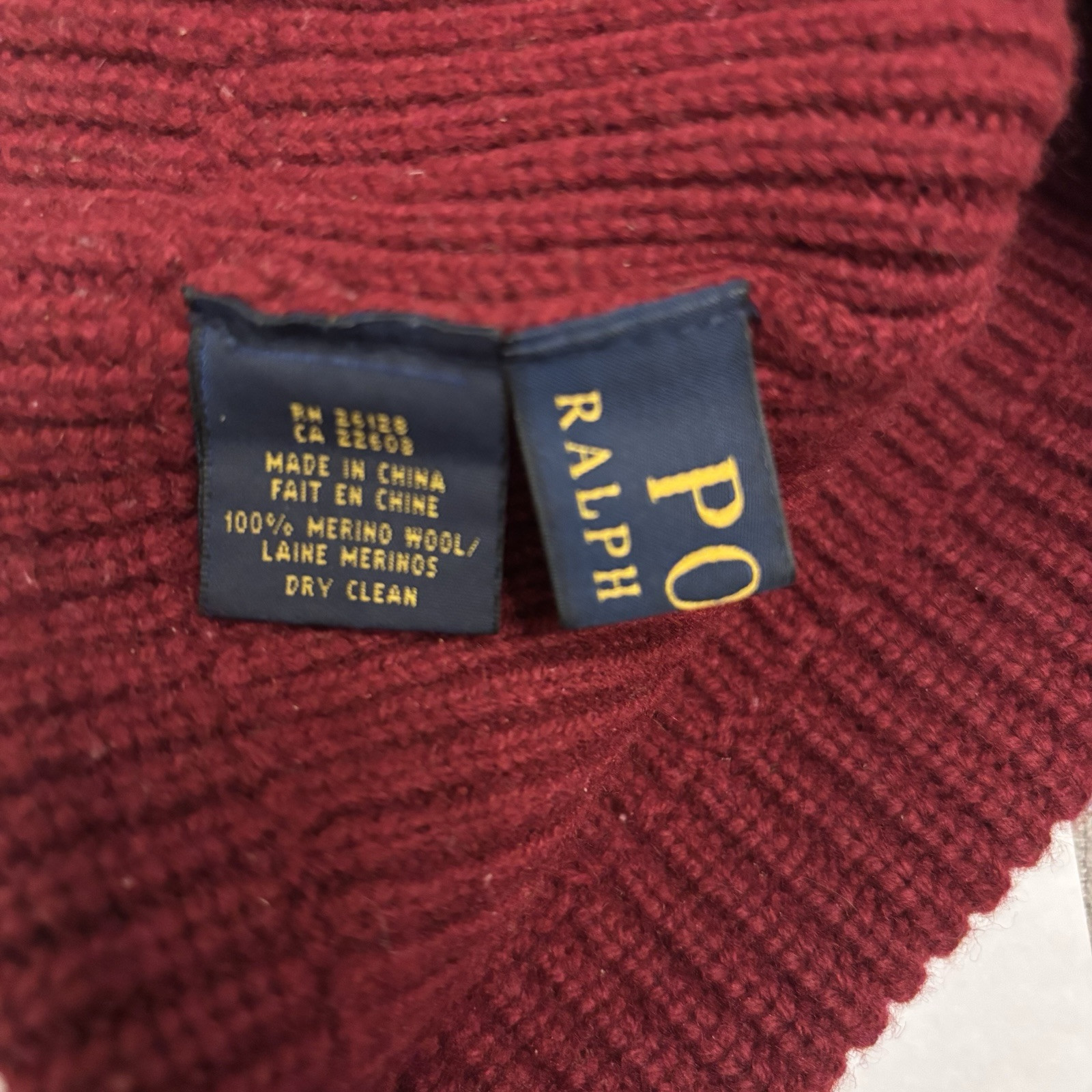 POLO Ralph Lauren Pony Beanie nero 100% lana merino maglia a costine orlo risvolto