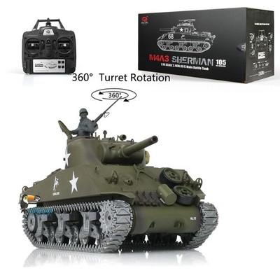 Hot Sale 1:16 HengLong TK7.0 Customized M4A3 Sherman RC Tank 3898 360°Turret