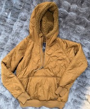 prAna Esla Half Zip Pullover Womens XS Quilted Sherpa Lined Hoodie Camel Brown