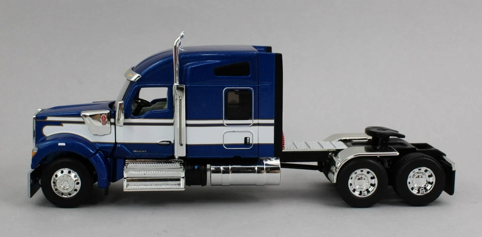 DCP 1:64 *BLUE & WHITE* Kenworth W990 76" Mid-Roof Sleeper Semi Truck *NEW* - Image 2 of 3