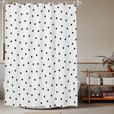 Polka Dot Shower Curtain Black and White Small Circle Bath Curtains Decor Set...