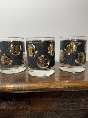 Vintage Libbey Gold Coin Barware Glasses Set of 3