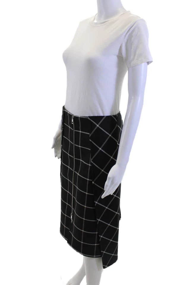 Rag & Bone, Mujer, Falda Lápiz Recta a Cuadros Negros Mezcla Lana Talla 2 Foto 2 de 4