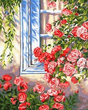 Flowers Rolled Canvas Paint by Numbers Kit for Adults DIY Wall Art Decor Set