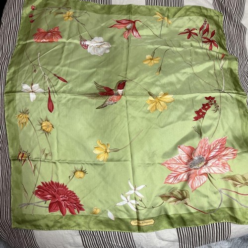 Foulard in seta floreale semplificato verde - Bandana da donna 53 cm