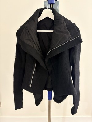 RICK OWENS Black Wool Naska Biker Jacket in 42IT / 6 US / Medium / 38 FR