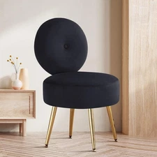 Furniliving Velvet Vanity Stool Vanity Chair with Back Makeup Chair for Vanity