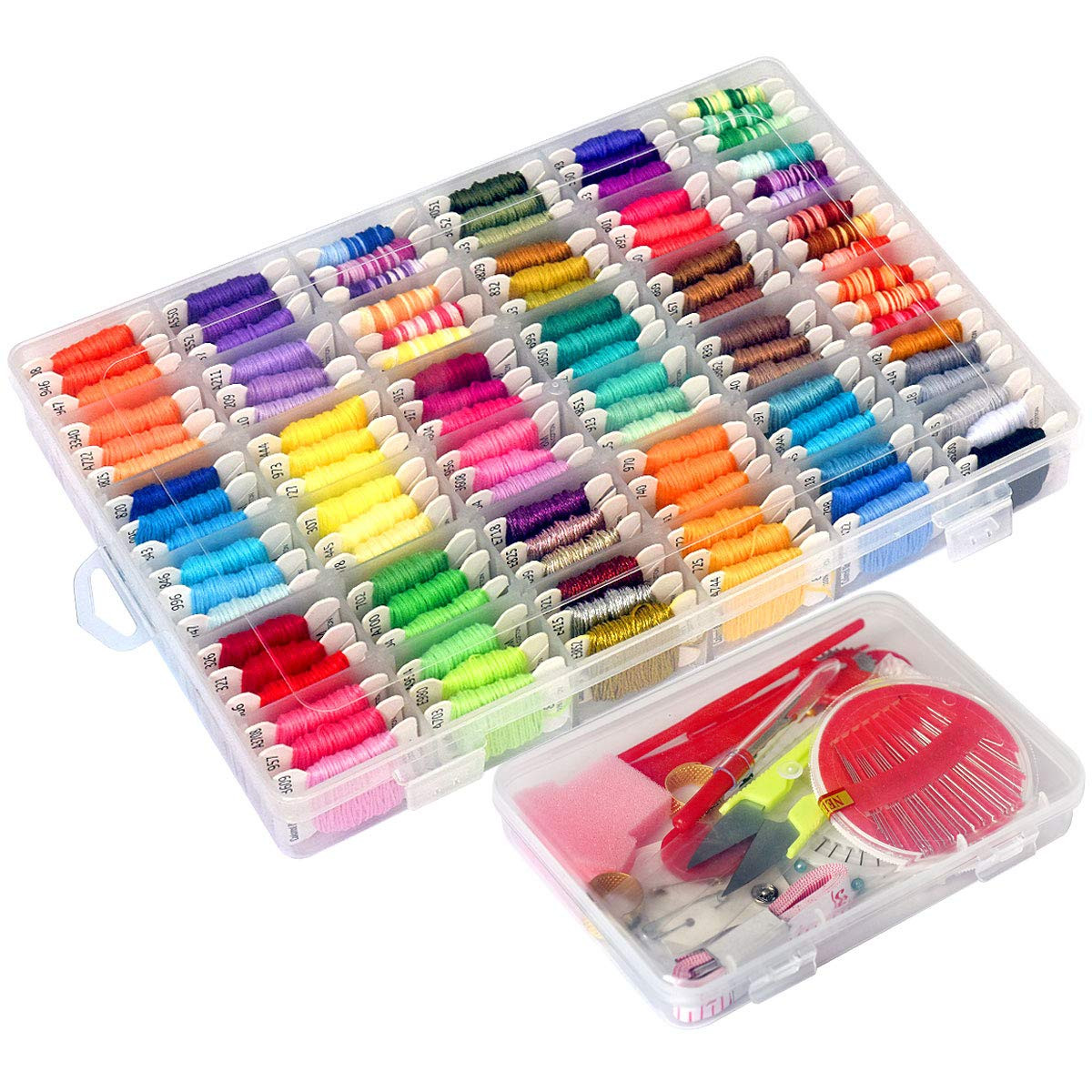 218pcs+ Embroidery Floss Cross Stitch Threads,Bracelet String Kit with Organi...