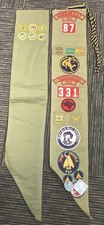 Vintage Late 1940s Boy Scouts of America Sash w/ Merit Badges, Pins, Eagle BSA