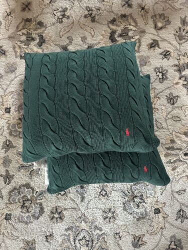 POLO RALPH LAUREN Hanley Throw Pillow Decorative Green Cable Knit 20X20 2/2 - Afbeelding 1 van 3