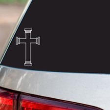Christian Cross Sticker Jesus Religious S52 all chrome and regular vinyl colors