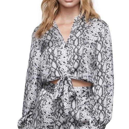Good American The Purely Python Print Satin Tie Front Top Size 3 (large) - Bild 2 von 12