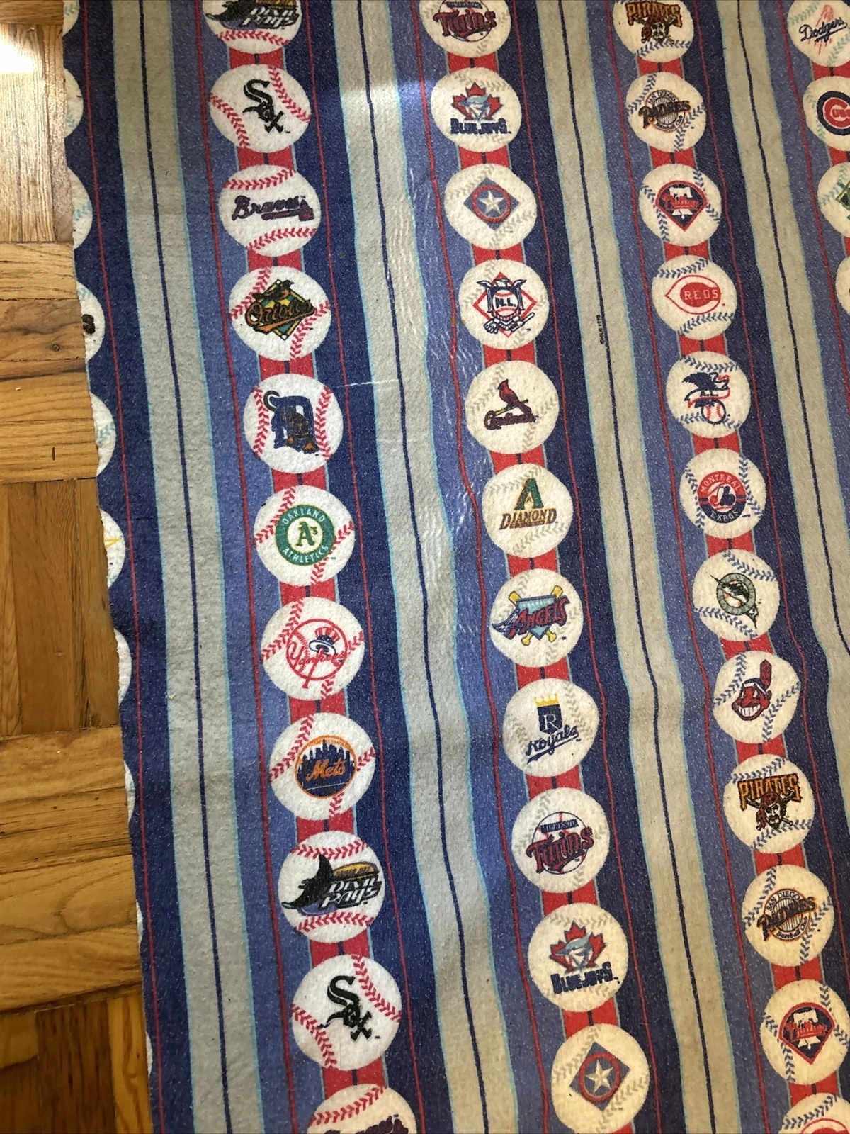 Vintage  Baseball Fleece Blanket Throwback Logos 1998 88 X 72