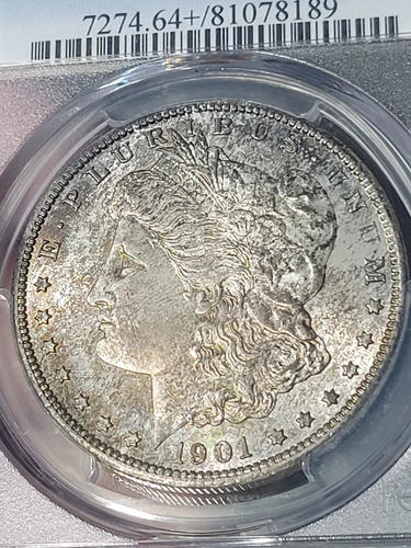 1901 0 $1 Morgan Dollar PCGS MS64+ Toned
