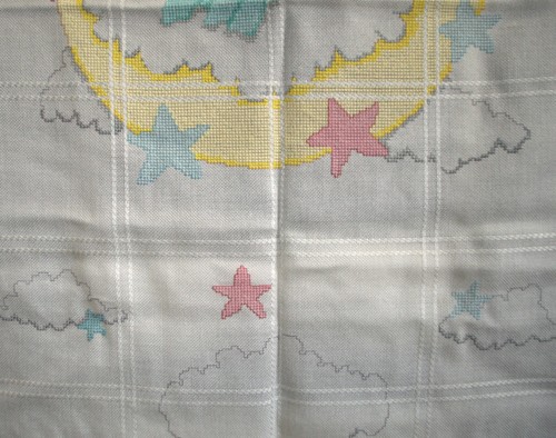 Sleepy Bear Afghan Crossstich Finished Complete Baby Throw Beautifully done - Picture 8 of 10