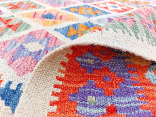 Tash Vintage Kilim Traditional Hand Made Oriental Wool Large Kilim 189x136 cm - Picture 4 of 6