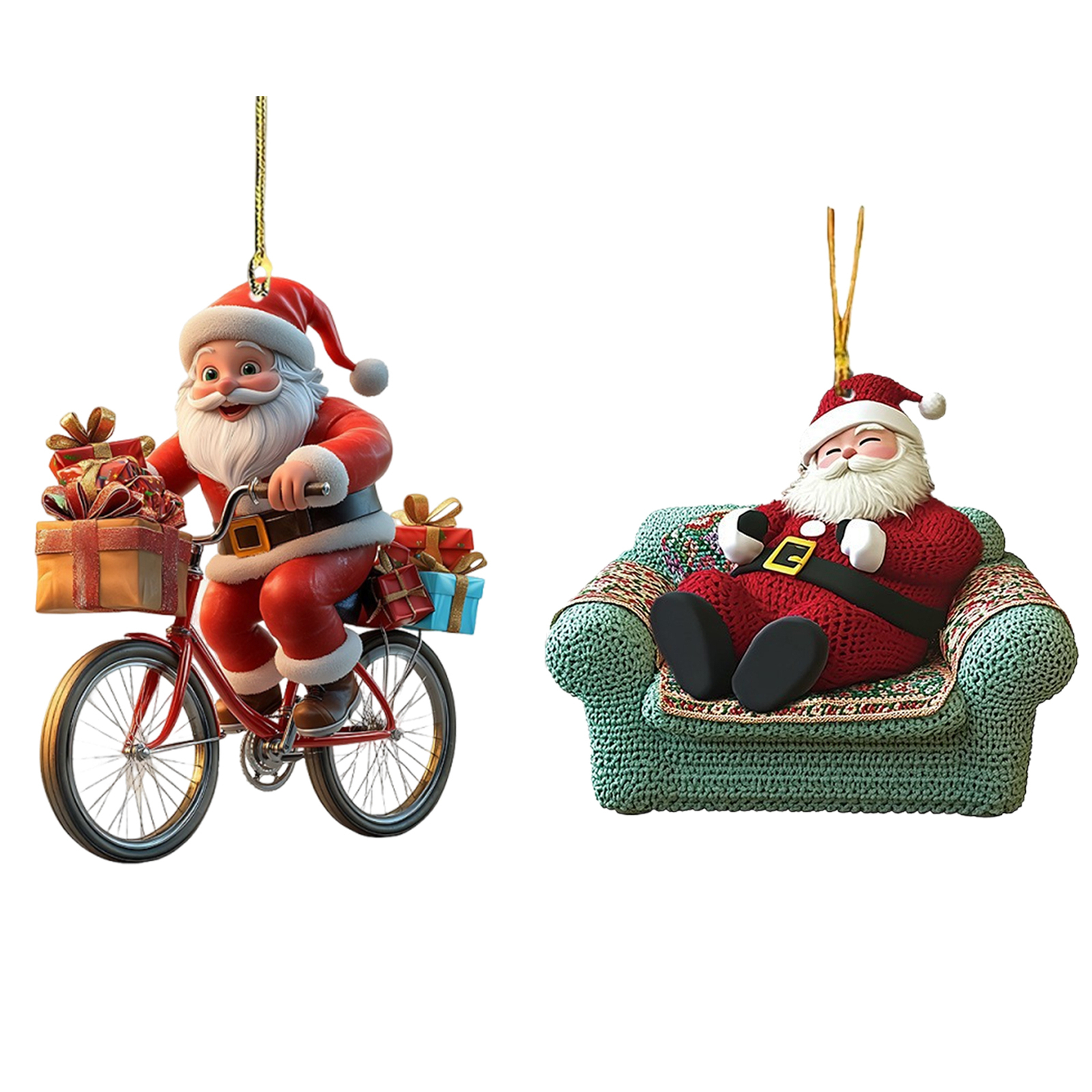 1/2X 2D Acrylic Santa Claus Ornament Christmas Tree Santa Claus Hanging Pendant