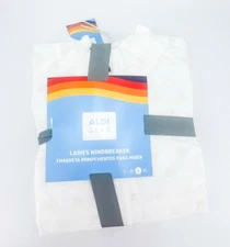 Aldi Gear Womens L Ladies White Windbreaker Jacket Logo Rainbow 2024 Pockets