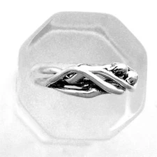 Man/Woman Embrace Puzzle Ring All Silver Heterosexual Bisexual Lovers