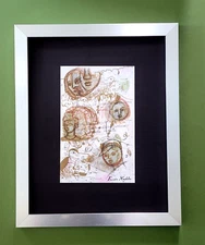 FRIDA KAHLO | Print from Mexico "DRAWING FROM HER DAIRY" + Signed Frida K Framed