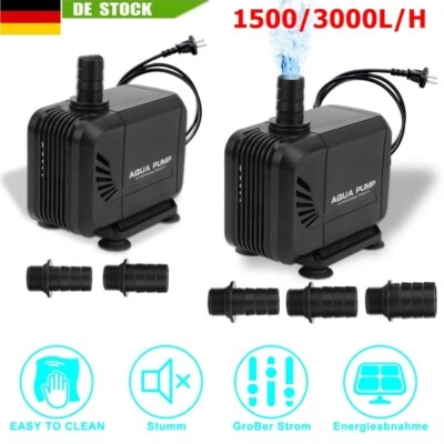 MARKENLOS 1500-3000l/h Teichpumpe Super ECO Bachlaufpumpe Aquarium Filterpumpe Wasserpumpe
