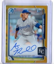 ASHE RUSSELL 2015 BOWMAN CHROME  GOLD REFRACTOR AUTO ROOKIE RC #46/50 ROYALS 